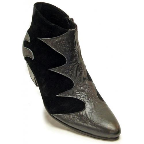 Fiesso Black Genuine Leather / Suede Fashion Boot FI8639